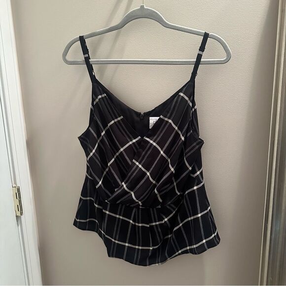 CAbi Black and White Check Crossover Cami. - Picture 4 of 7